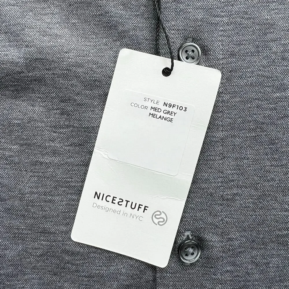 NWT Nice2Stuff NYC Grey Melange Knit Button Down Shirt Minimalist M